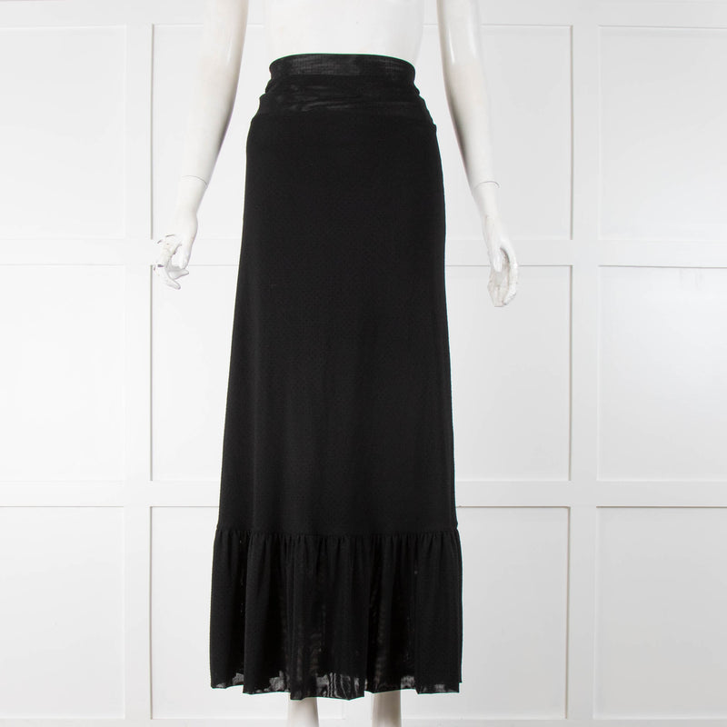 Ganni Black Dot Peplum Maxi Skirt