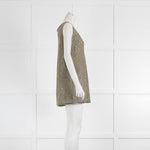 Sarah Pacini Khaki Metallic Thread Sleeve Top