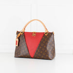 Louis Vuitton Brown Red Monogram V Tote MM Bag With Additional Strap