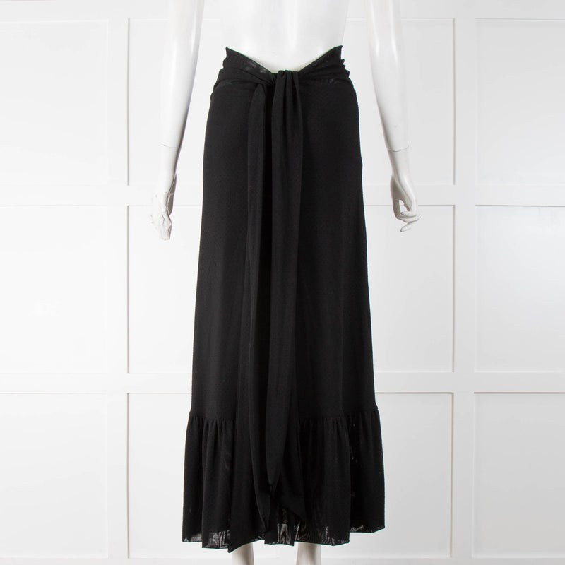 Ganni Black Dot Peplum Maxi Skirt