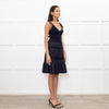Sandro Navy Blue Gold Lurex Detail Sleeveless Dress