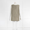 Sarah Pacini Khaki Metallic Thread Sleeve Top