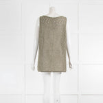 Sarah Pacini Khaki Metallic Thread Sleeve Top