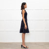 Sandro Navy Blue Gold Lurex Detail Sleeveless Dress
