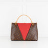 Louis Vuitton Brown Red Monogram V Tote MM Bag With Additional Strap