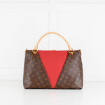 Louis Vuitton Brown Red Monogram V Tote MM Bag With Additional Strap