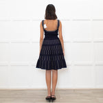Sandro Navy Blue Gold Lurex Detail Sleeveless Dress