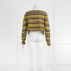 Sarah Pacini Yellow Brown Green Striped Cropped Top