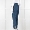 Sandro Blue Ripped Jeans With Pearl Lightening Detail