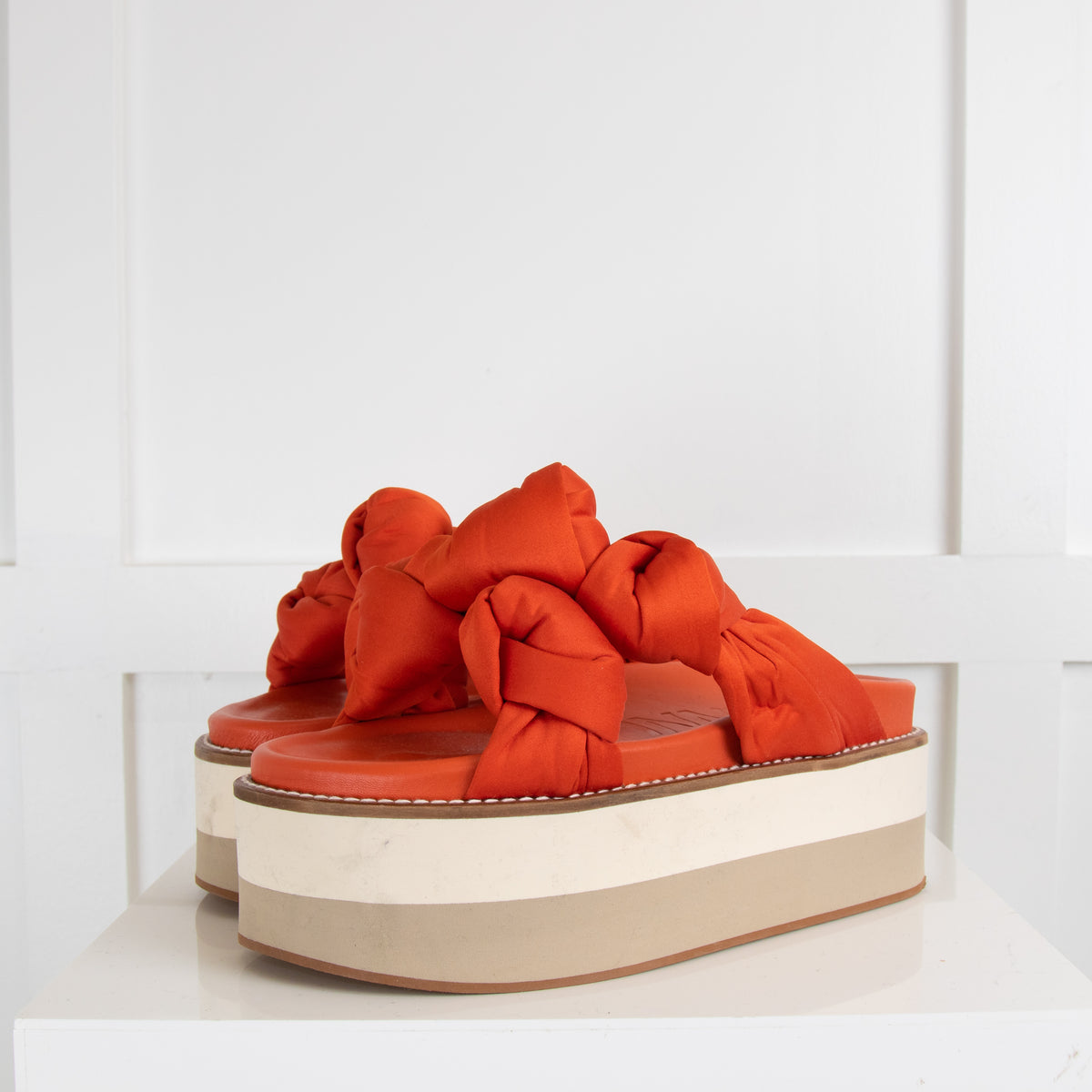 Ganni Orange Knotted Platform Sandals