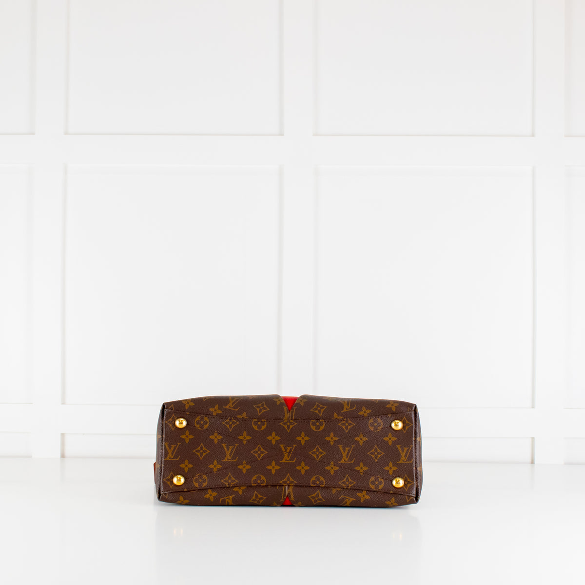 Louis Vuitton Brown Red Monogram V Tote MM Bag With Additional Strap