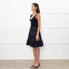 Sandro Navy Blue Gold Lurex Detail Sleeveless Dress