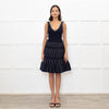 Sandro Navy Blue Gold Lurex Detail Sleeveless Dress