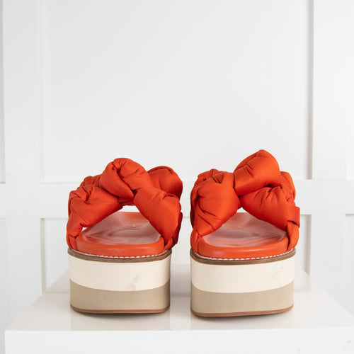 Ganni Orange Knotted Platform Sandals