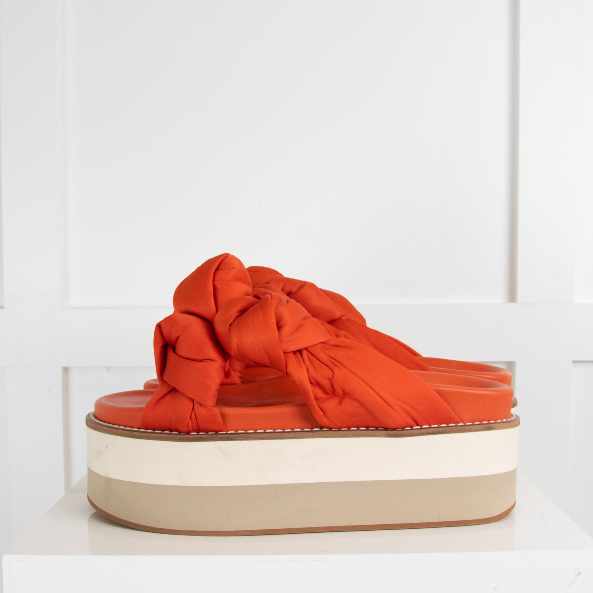 Ganni Orange Knotted Platform Sandals