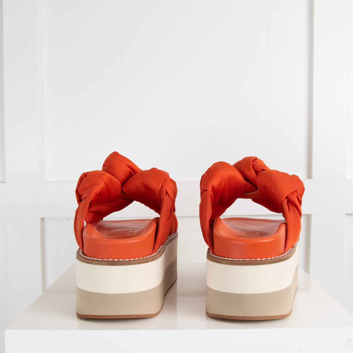 Ganni Orange Knotted Platform Sandals