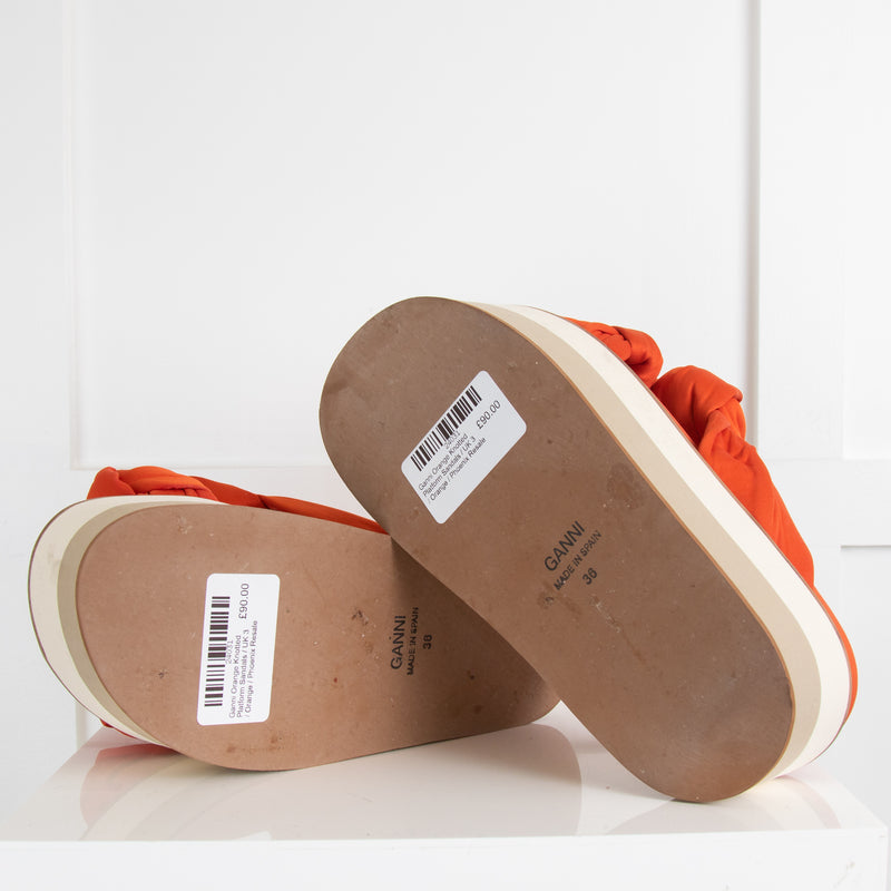 Ganni Orange Knotted Platform Sandals
