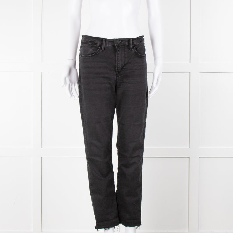 Frame Le High Straight Leg Jeans in Washed Black