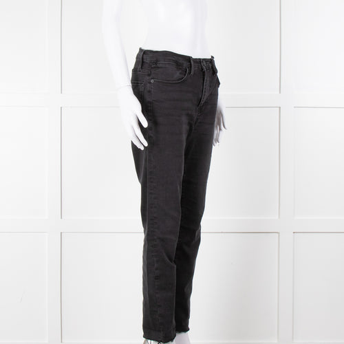 Frame Le High Straight Leg Jeans in Washed Black