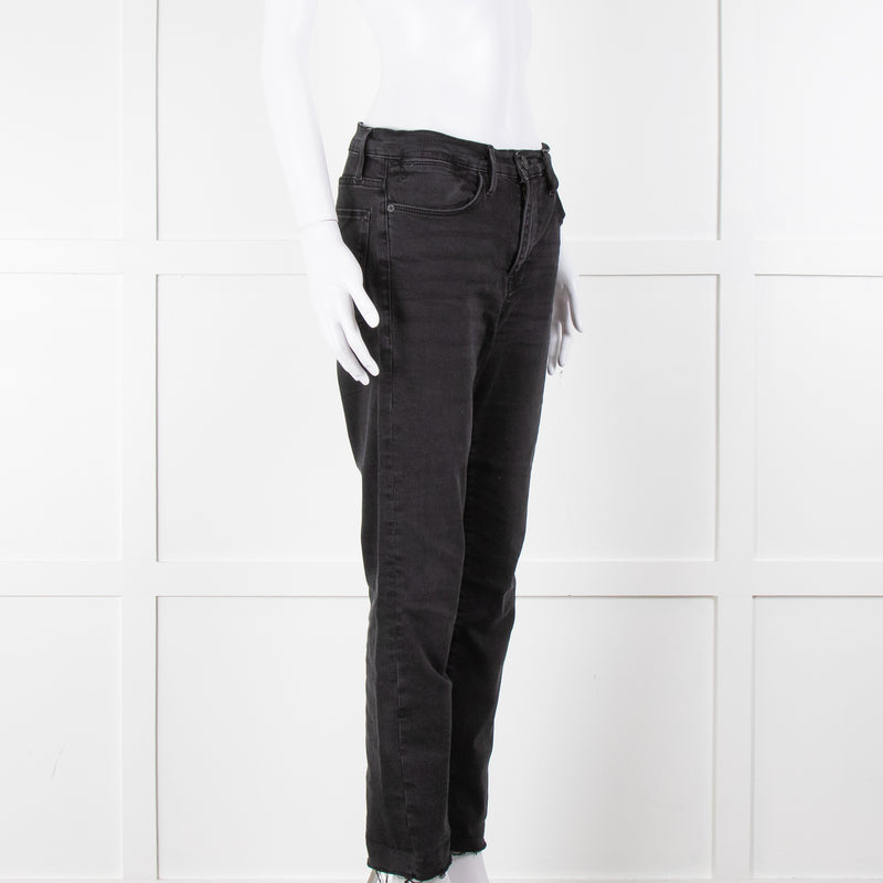 Frame Le High Straight Leg Jeans in Washed Black