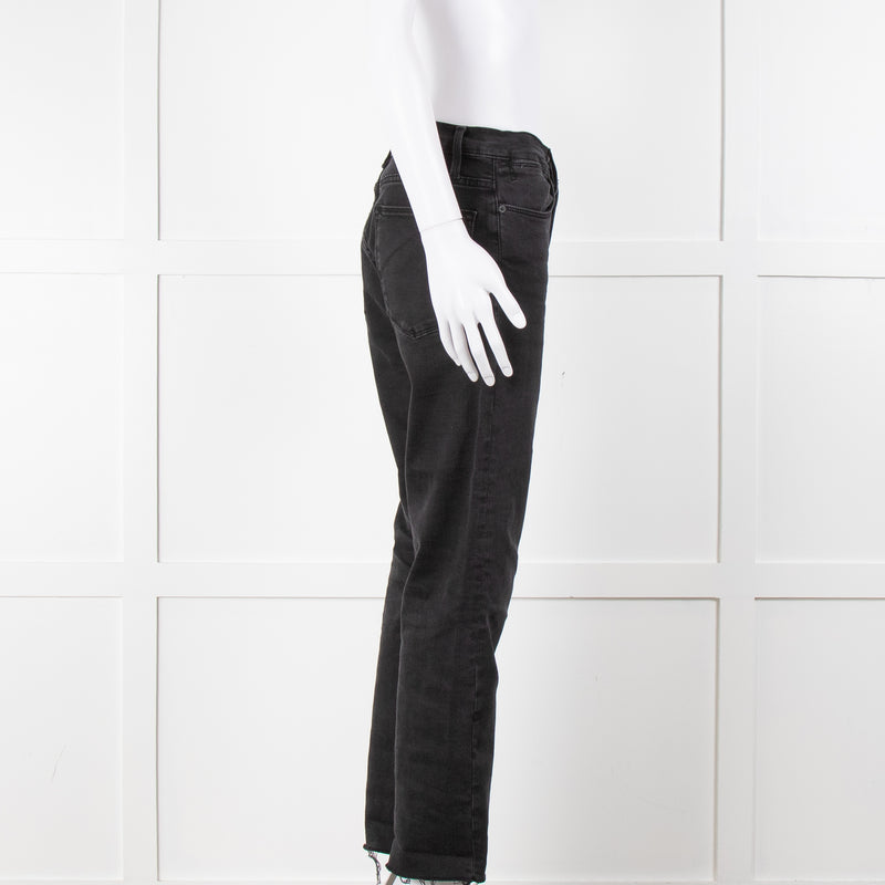 Frame Le High Straight Leg Jeans in Washed Black