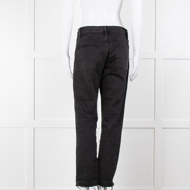 Frame Le High Straight Leg Jeans in Washed Black