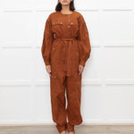 Ulla Johnson Tan Long Sleeve Belted Jumpsuit