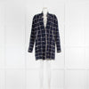 Amina Rubinacci Navy Unlined Coat With Metallic Thread Check