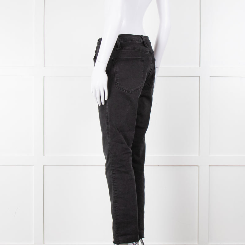 Frame Le High Straight Leg Jeans in Washed Black
