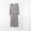 Ganni Black And White Small Check Tiered Maxi Dress