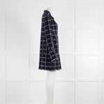 Amina Rubinacci Navy Unlined Coat With Metallic Thread Check