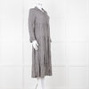 Ganni Black And White Small Check Tiered Maxi Dress