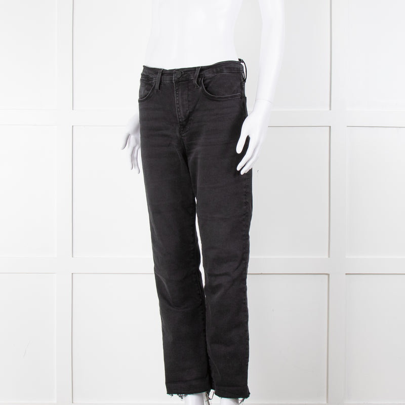 Frame Le High Straight Leg Jeans in Washed Black