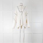 Staud White Black Trim Chunky Cotton Jumper