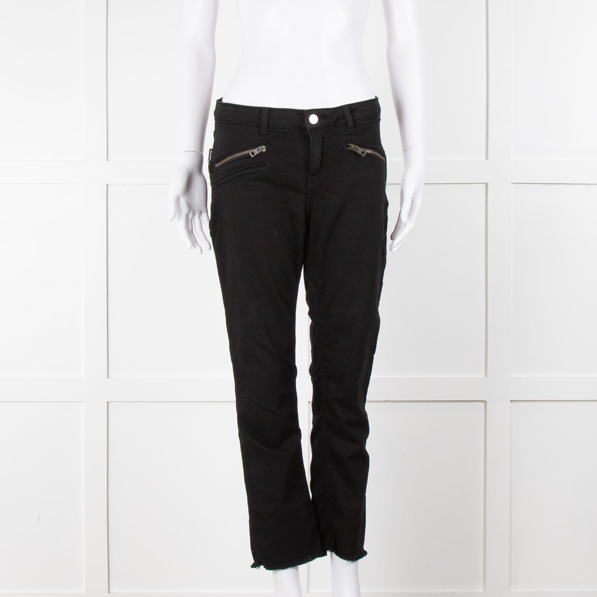 Zadig & Voltiare Black Raw Hem Zip Detail Jeans
