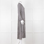 Ganni Black And White Small Check Tiered Maxi Dress