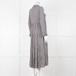 Ganni Black And White Small Check Tiered Maxi Dress
