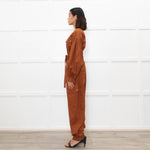 Ulla Johnson Tan Long Sleeve Belted Jumpsuit
