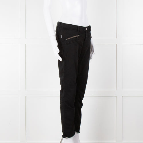 Zadig & Voltiare Black Raw Hem Zip Detail Jeans