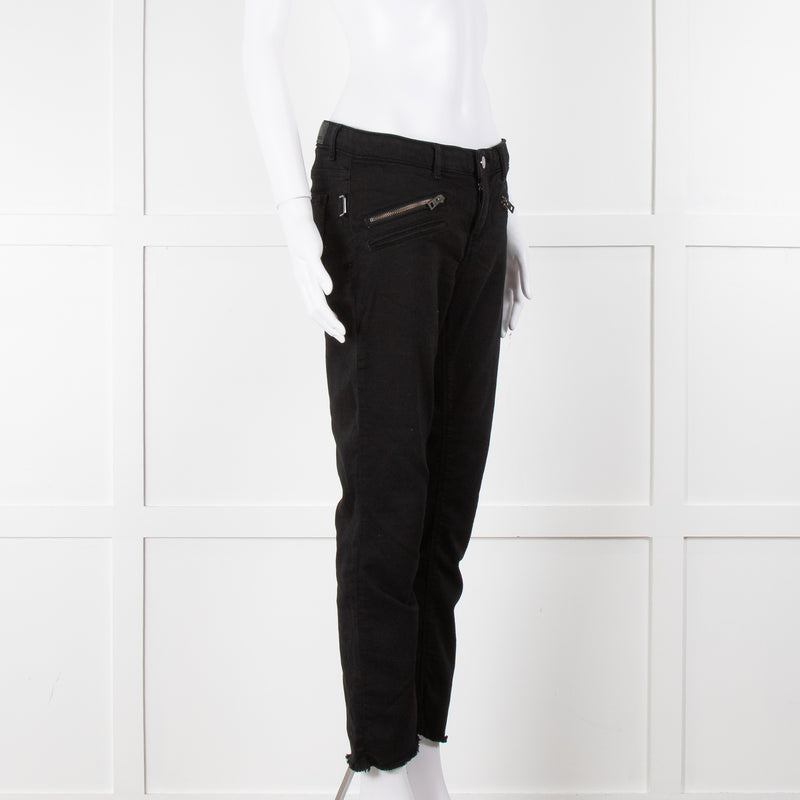 Zadig & Voltiare Black Raw Hem Zip Detail Jeans