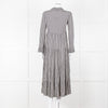 Ganni Black And White Small Check Tiered Maxi Dress