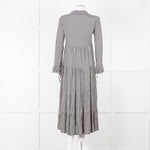 Ganni Black And White Small Check Tiered Maxi Dress
