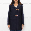 Sandro Navy Faux Fur Trim Hooded Peacoat