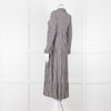 Ganni Black And White Small Check Tiered Maxi Dress