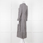 Ganni Black And White Small Check Tiered Maxi Dress