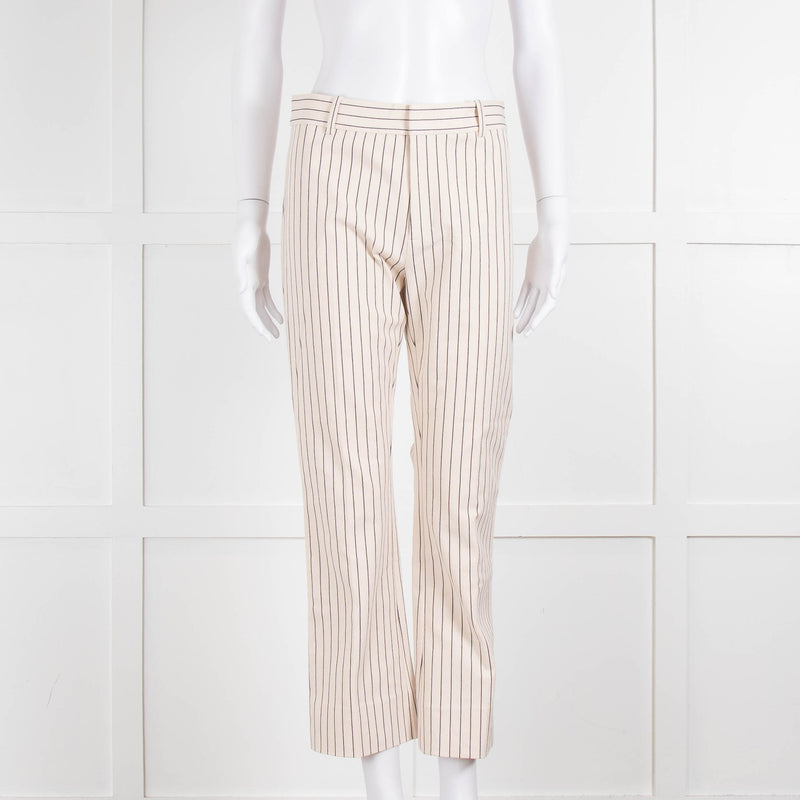 DEREK LAM 10 CROSBY Cream Trousers With Black Pin Stripe