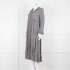 Ganni Black And White Small Check Tiered Maxi Dress