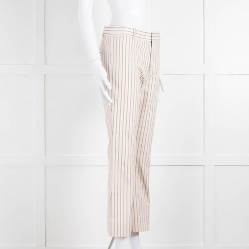DEREK LAM 10 CROSBY Cream Trousers With Black Pin Stripe