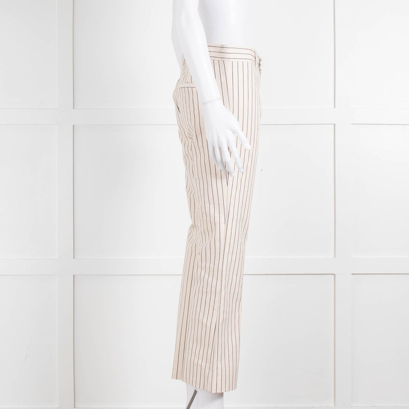 DEREK LAM 10 CROSBY Cream Trousers With Black Pin Stripe