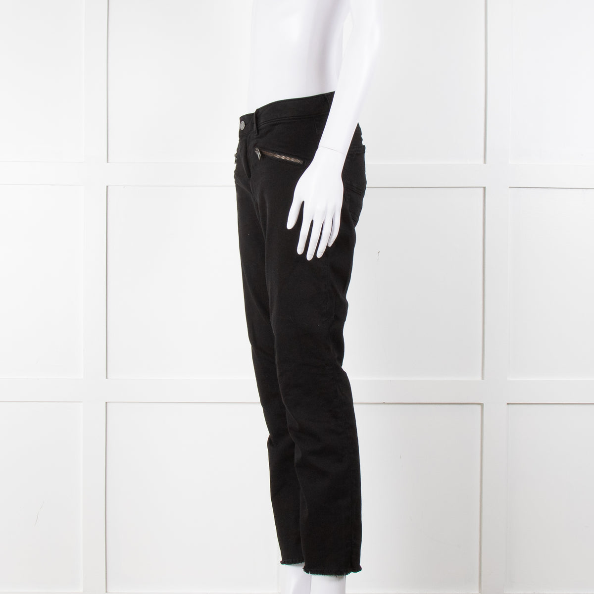 Zadig & Voltiare Black Raw Hem Zip Detail Jeans